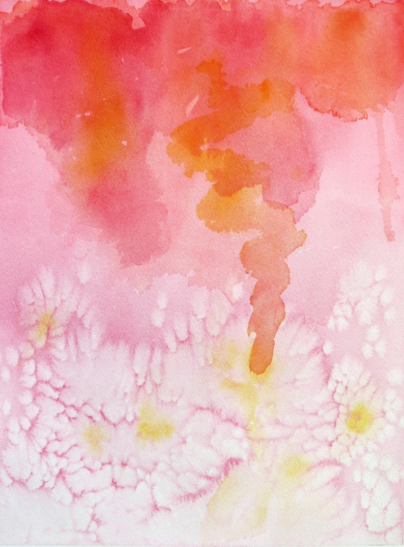 Abstract Watercolor Pink Print, Abstract Watercolor Orange Print, Coral Color Print, Free Shipping, . 2 image 7