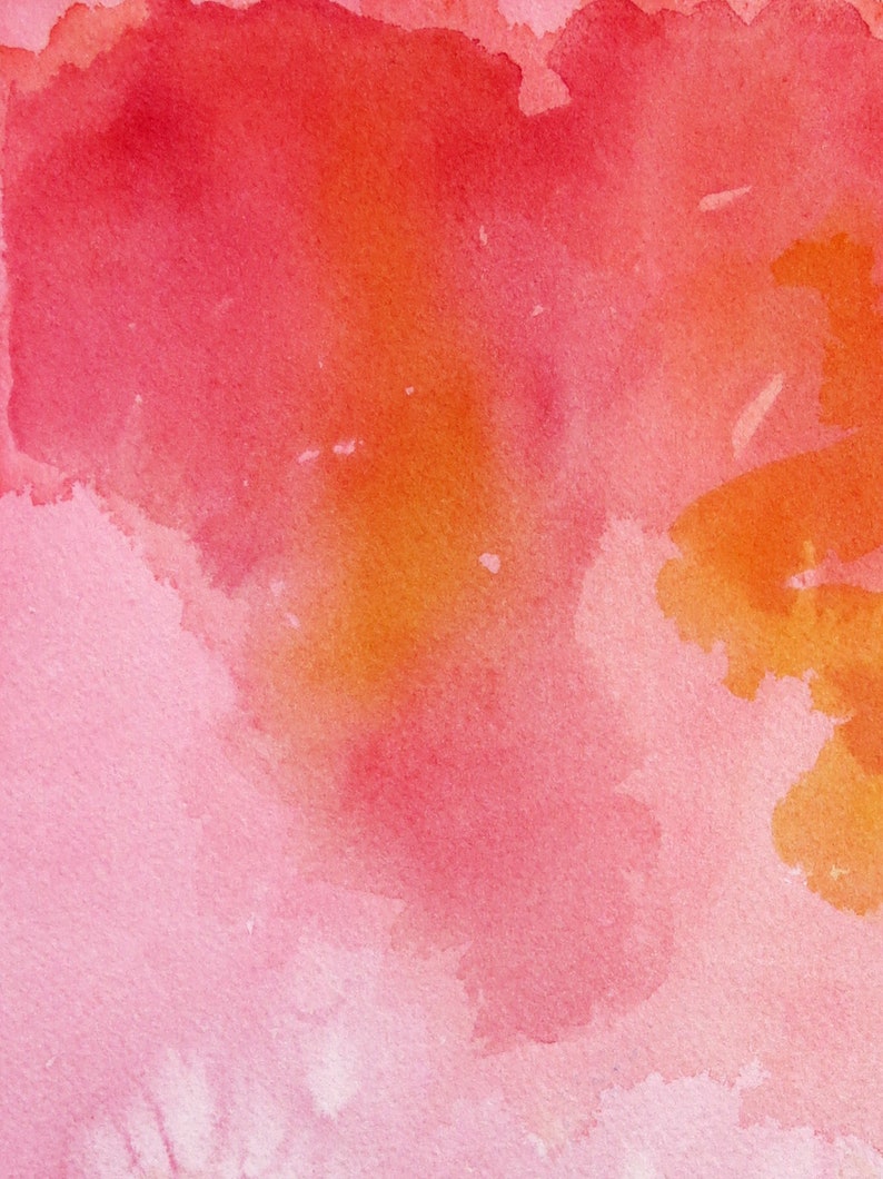 Abstract Watercolor Pink Print, Abstract Watercolor Orange Print, Coral Color Print, Free Shipping, . 2 image 3