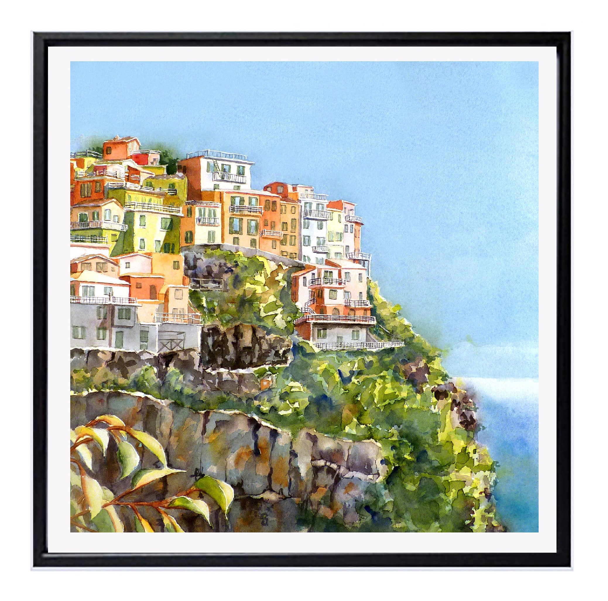 Cinque Terre Watercolor Art Print, Italian Landscape, Vacation Souvenir ...