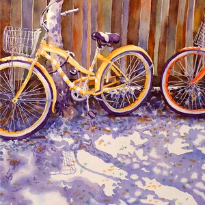 Yellow Italian Bike Print, Bicycle painting, Watercolor bike wall art, Yellow print bicycle, . 4 image 9