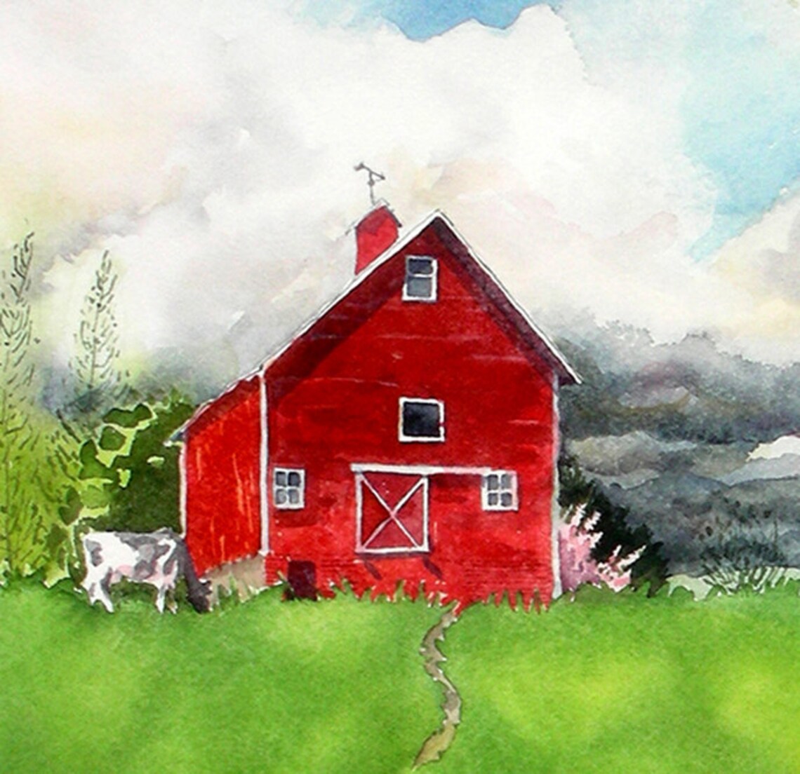 Country Landscape Print Farm Landscape Framed Red Barn Etsy