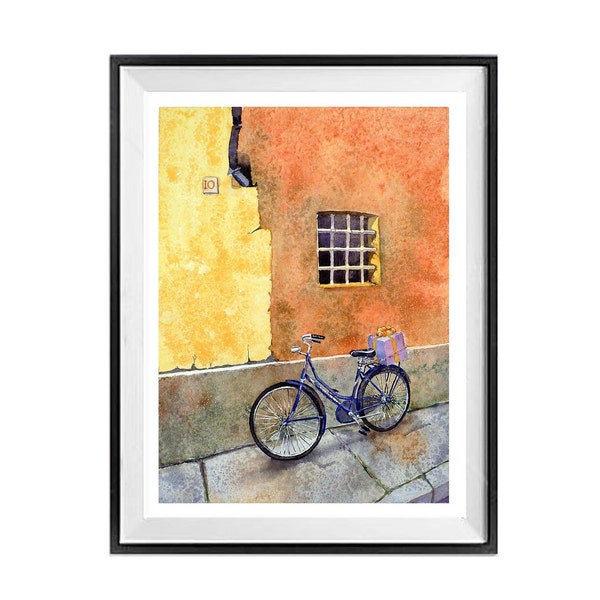 Bike Décor, Bicycle decor colorful bike art watercolor print, Christmas, Fathers day, gift, framed or unframed by LaBerge Muren, 286712861