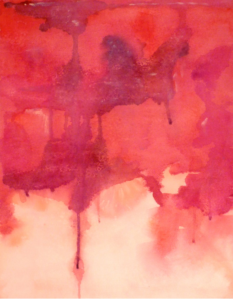 Abstract Painting Print Magenta, Pink Modern Style Drip art, Bright abstract wall art, Watercolor abstract, . 1 image 4