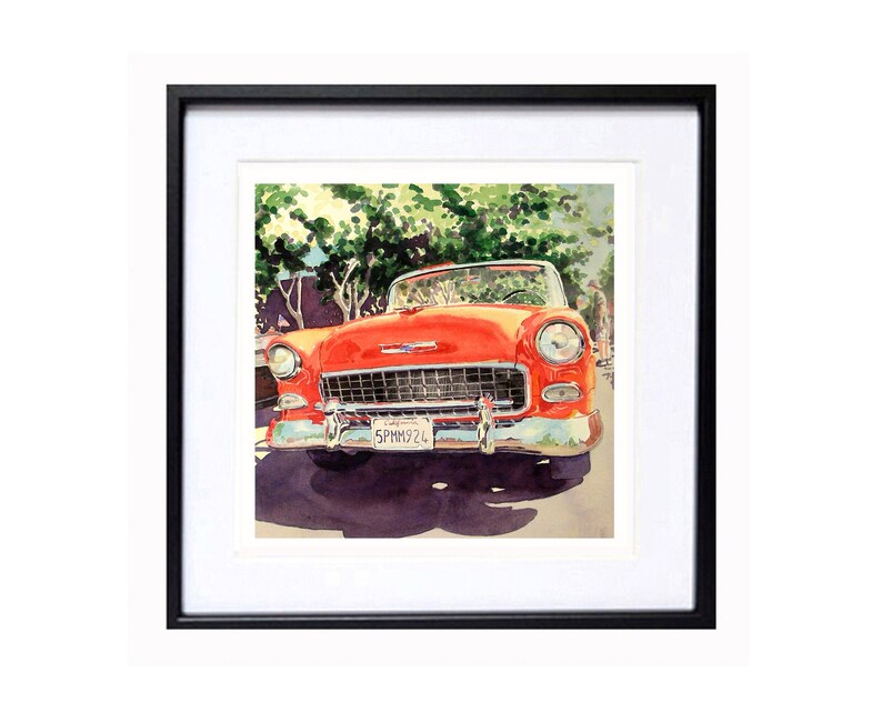 Chevrolet car print red classic automobile car convertible diner art retro car gallery wrap wall decor, Framed unframed, LaBerge Muren, 7269 image 1