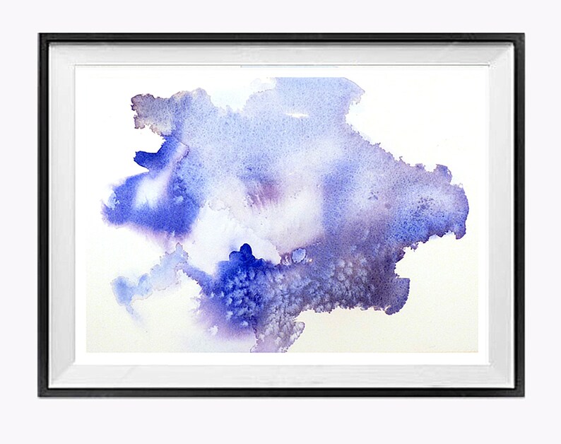 Blue Abstract Print Wall Art Abstract Art Watercolor Print Etsy