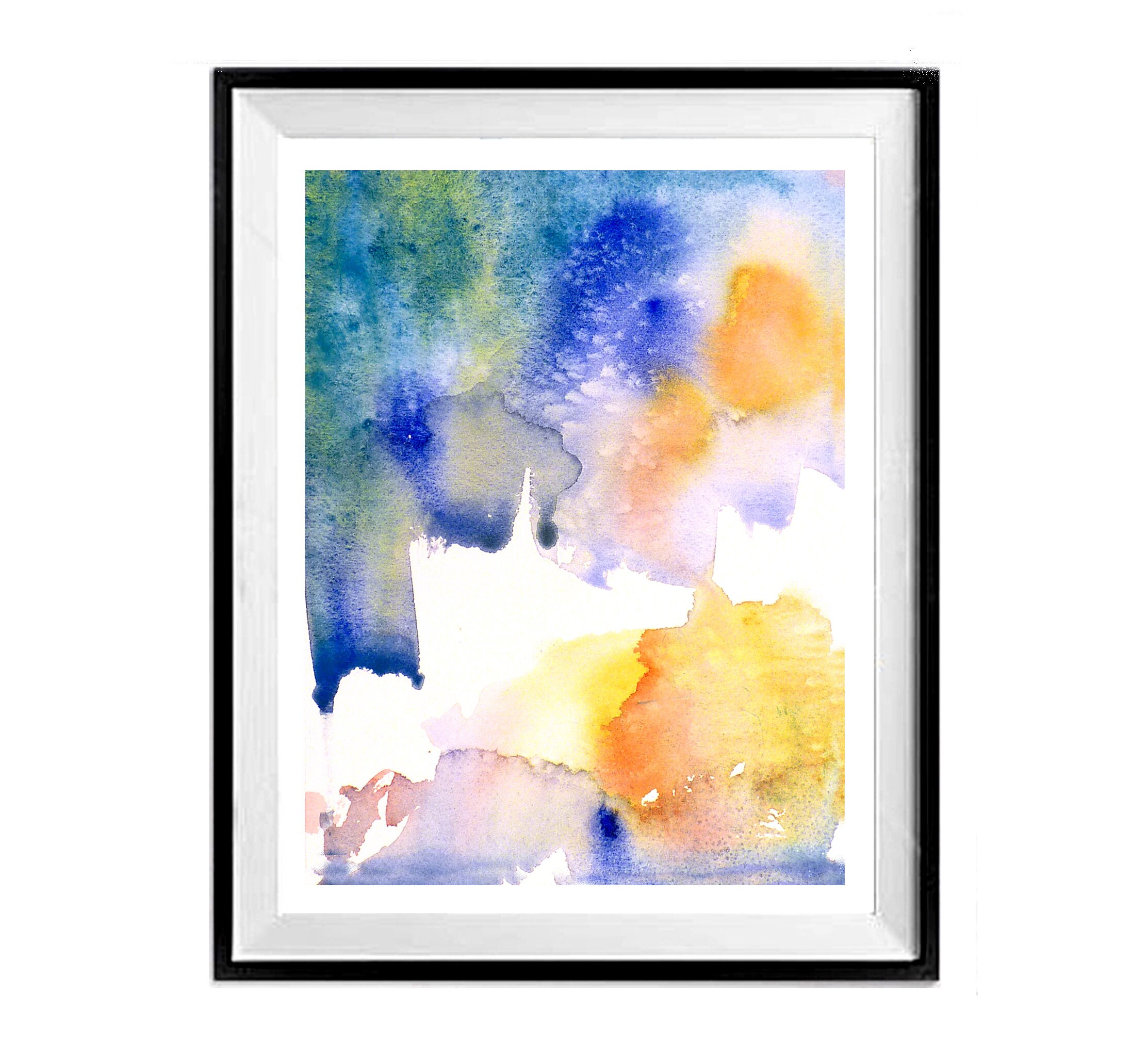 Yellow Blue Maximalist Abstract art print, Modern Maximalist Yellow Wal art Abstract Picture Green Blue art, Colors Mixing Abstract Print,