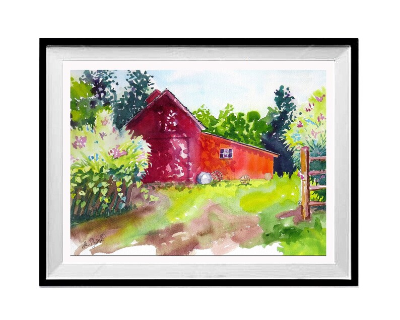Barn Farm Wall Art Red Barn Wall Art Barn Watercolor Print Etsy