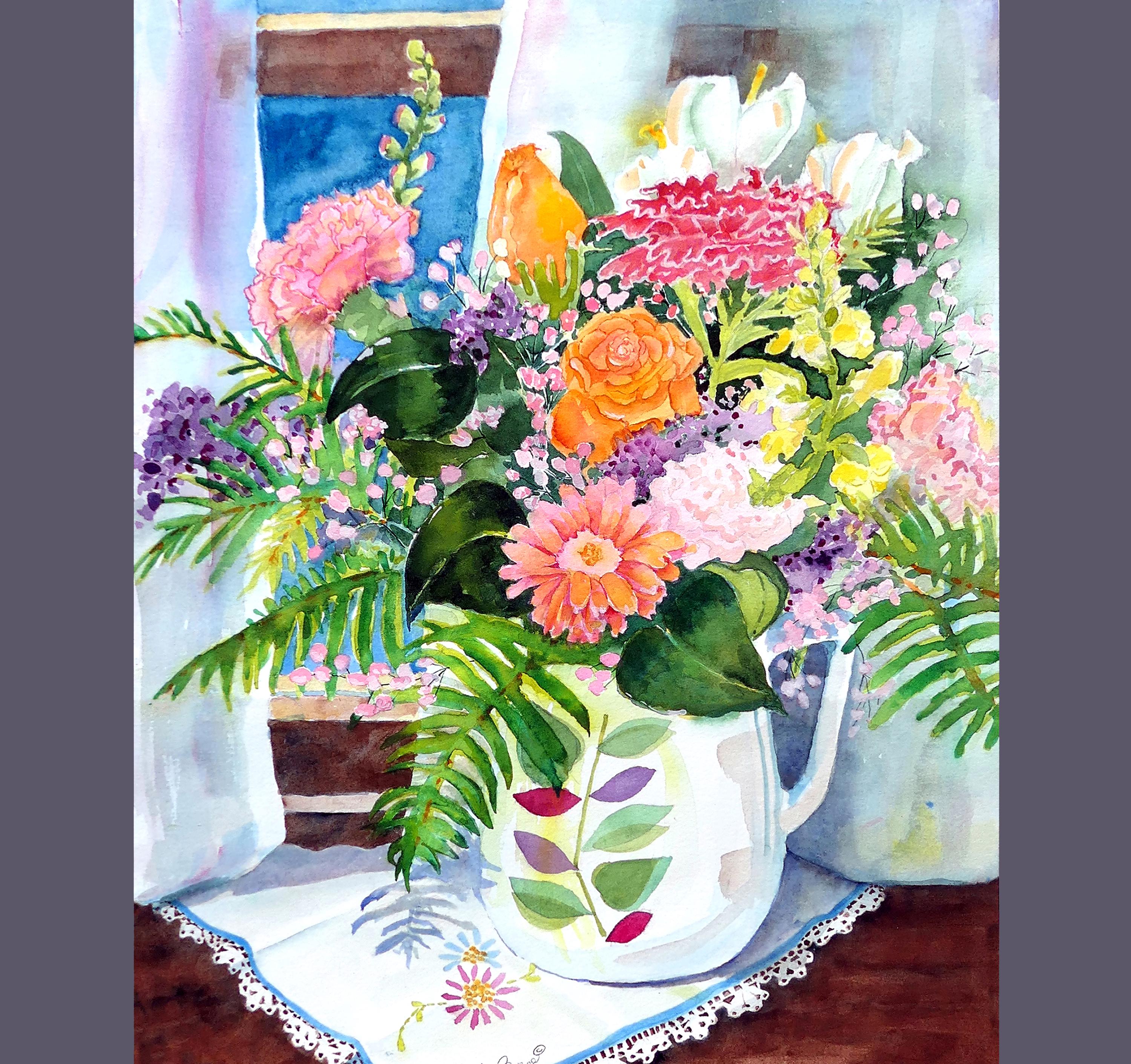 Zinnia Flower Still Life, Original Watercolor Painting - Etsy