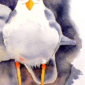 Seagull, beach print, watercolor, illustration, Painting Bird Art nature, seashore, coast, nursery, seagull art, by Nancy Muren image 7