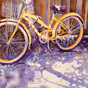 Yellow Italian Bike Print, Bicycle painting, Watercolor bike wall art, Yellow print bicycle, . 4 image 7