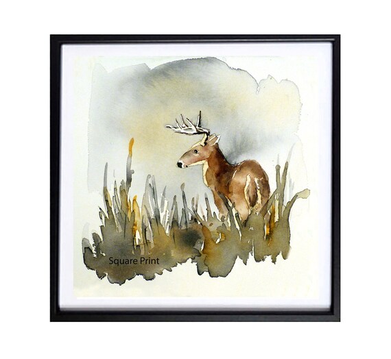 Animal art print deer, Woodland painting deer, Deer print wall art, Child's room, Animal print Gift,  .