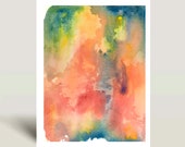 Art Watercolor Print Bright Colorful Wall Art, Multi Color Abstract Wall, Fine Art Coral Abstract Print
