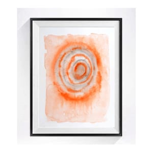 Abstract Circles wall art, Abstract Watercolor Print Orange, painting, modern art poster, Concentric circles abstract, 1594