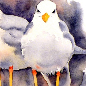Seagull, beach print, watercolor, illustration, Painting Bird Art nature, seashore, coast, nursery, seagull art, by Nancy Muren image 4