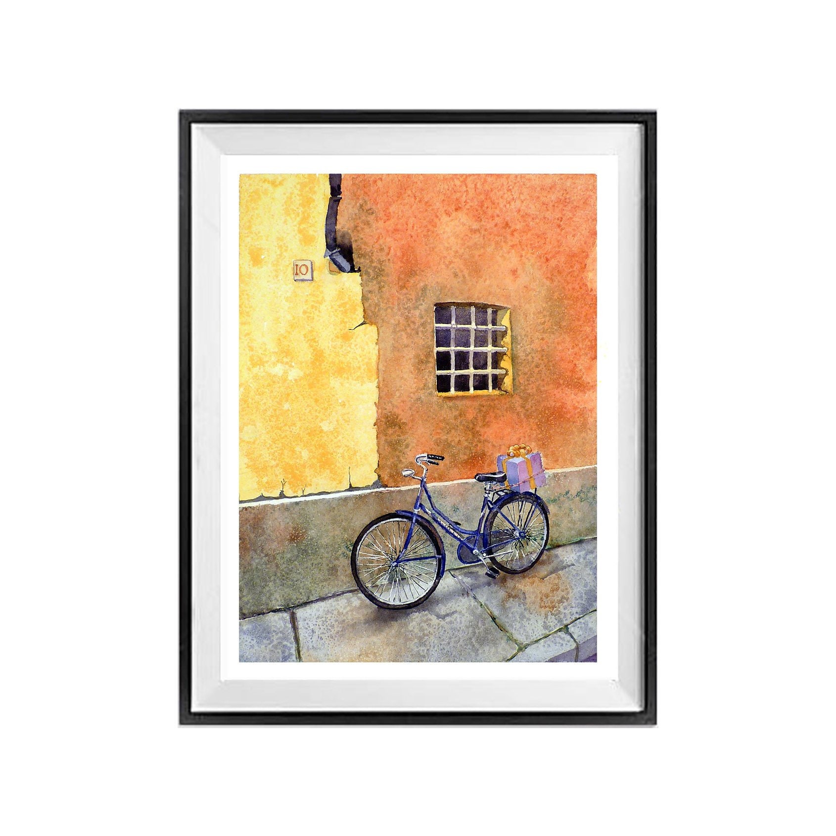 1 Watercolor Bike Bicycle Art Prints Italian window art Etsy