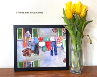 dry LAUNDRY happy Art gift LAUNDRY lover place Print, Favorite laundry picture laundry Print Décor Framed Unframed, LaBerge Muren