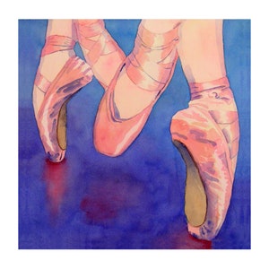 Ballet Dancer Watercolor Art Print, for Women Teen Girls Ballet print decor, Pink Ballerina Toe Shoes, Grace and Elegance ballet image 2