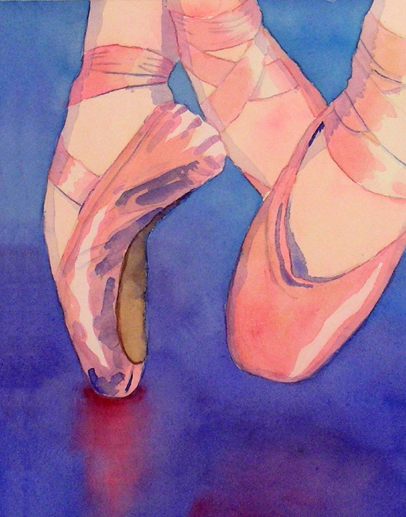Ballet Dancer Watercolor Art Print, for Women Teen Girls Ballet print decor, Pink Ballerina Toe Shoes, Grace and Elegance ballet image 7