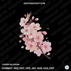 桜の刺繍デザインファイル、花、葉、植物、日本の刺繍デザイン