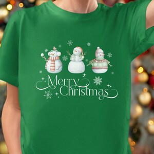 Snowman Christmas T-Shirt, Holiday Party Gift Ideas, Winter Tee Shirt, Merry Christmas Top, Unisex Cotton Tee