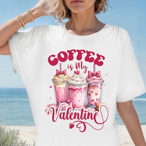 Valentine&#39;s Day Coffee Shirt, Unisex Jersey Tee, Gift Idea for Single Woman, Valentine&#39;s Day Apparel, Short Sleeve T-Shirt