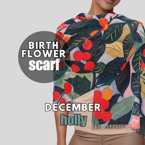 Geburtsblumenschal - Leichter Blumenschal - Individuelles Accessoire für den Geburtsmonat - Individuelles Geschenk für jeden Anlass