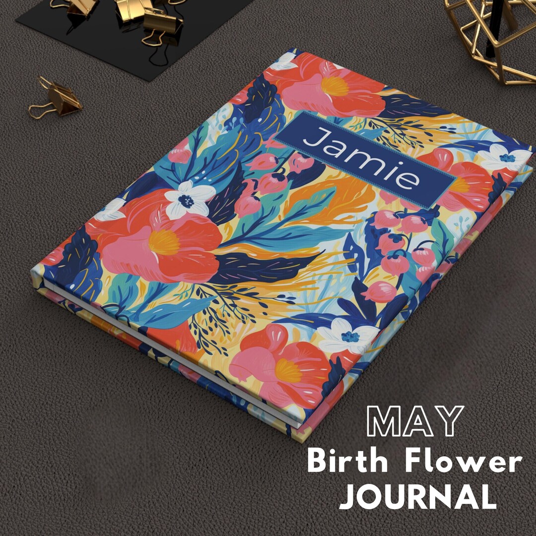 Personalized Birth Flower Hardcover Journal – Custom Name Matte Journal ...