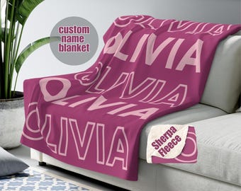 Personalized Pink Sherpa Fleece Name Blanket - The Perfect Gift for Any Occasion