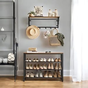 Handcrafted Vintage Shoe Bench | Solid metal Rustic Shoe Rack | Rustic Shoe Storage | Handmade Design
