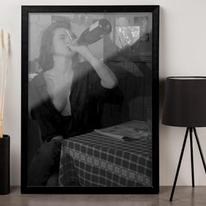 High Heels Woman Drinking Wine In Bathtub Print, Feminist Poster, Bathroom Wall Art, Black and White, Teen Girls Bathroom Decor, Bathtub Art