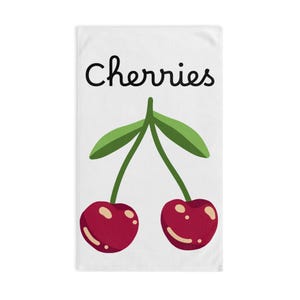 Cherry Hand Towel - Cute Kitchen Decor, Gift for Hostess, Cherry Themed Bathroom Towel, Summer Vibes, Farmhouse Style