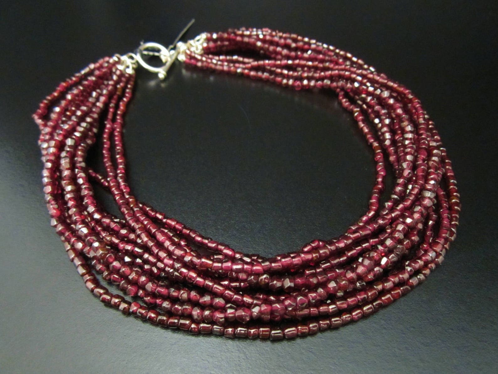 Multi Strand NecklaceBeaded Burgundy Statement Etsy