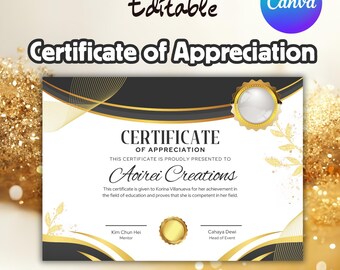 Certificate of Appreciation Gold and Classy Appreciation Certificate ...