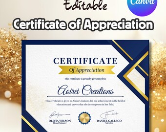 Certificate of Appreciation Gold and Classy Appreciation Certificate ...