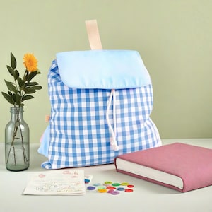 Personalized Plaid Backpack, Custom Embroidery Name Tote, Gingham Schoolbag for Kids, Back to School Gift for Girls Boys Travel Use