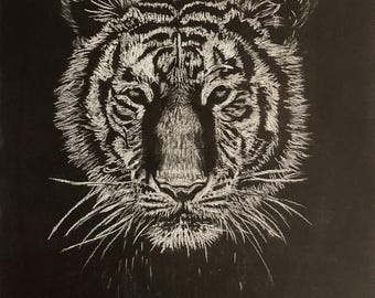 White tiger, handmade, unique work