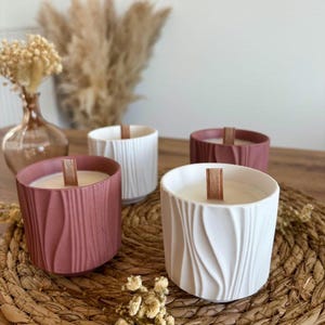 Bougie parfumée, bougie aesthetic,décoration,idée cadeau, artisanat,fait main, pot céramique, parfum menthe-basilic, rose-vanillée