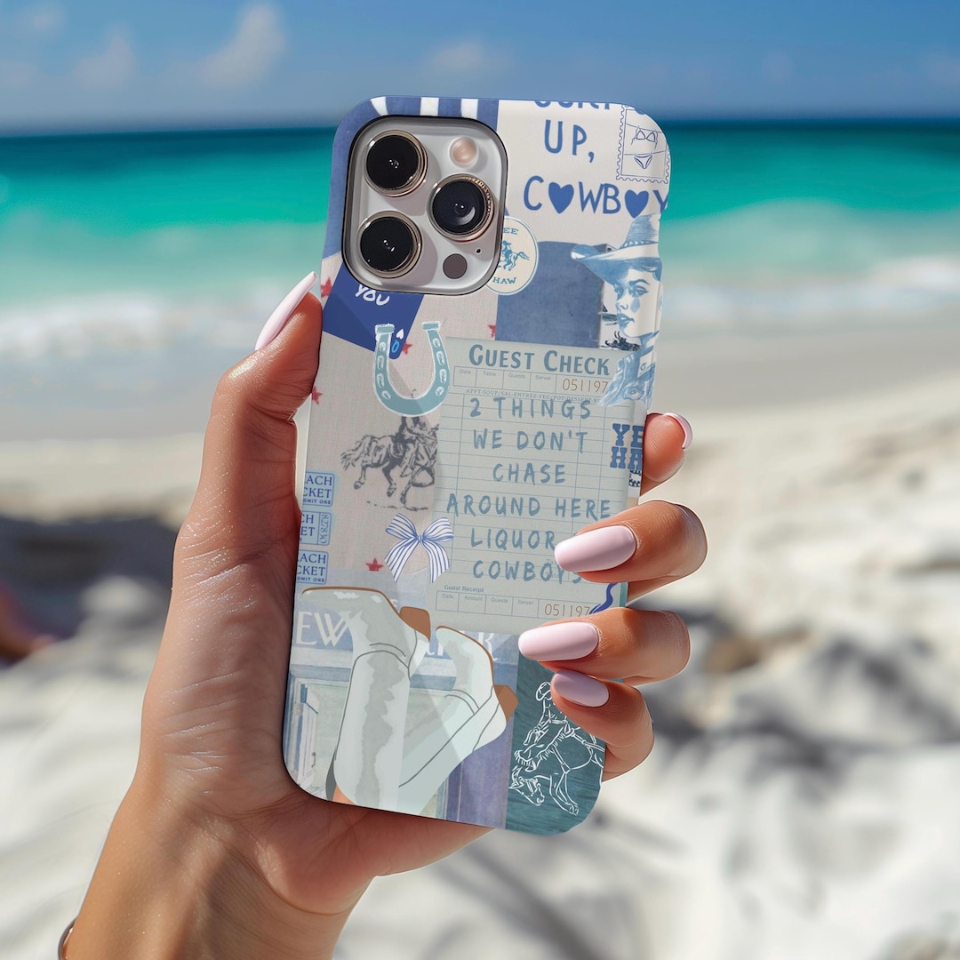 Coastal Cowgirl Phone Case, Blue Western Rodeo Collage - Etsy