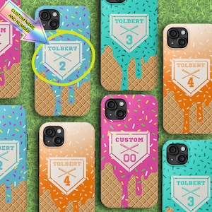 Custom Baseball Lifestyle Inspired Phone Case, Melting Ice Cream Cone Design