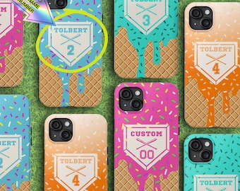 Custom Baseball Lifestyle Inspired Phone Case, Melting Ice Cream Cone Design