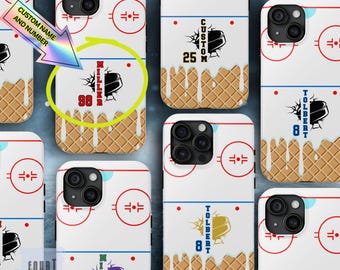 Custom Hockey iPhone Case: Ice Rink Ice Cream Drip, Personalized Name & Number