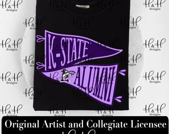 K-State Alumni Pennants on Black ~ Licensed K-State® Apparel ~ HHKSU194