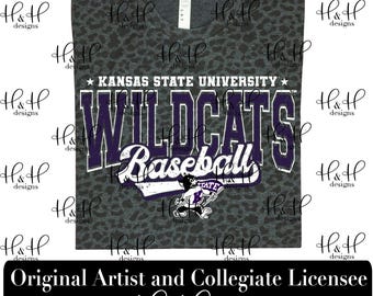 Kansas State University Baseball Distressed Retro Script ~ Licensed K-State® Apparel ~ HHKSU209