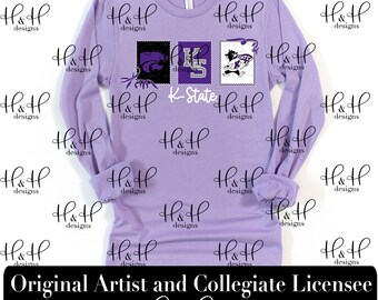 K-State Stamps and Bows for Dark Lavender ~ Licensed K-State® Apparel ~ HHKSU198