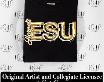 ESU Hornets Sketch Initials ~ Licensed Emporia State University™ Apparel ~ HHESU153