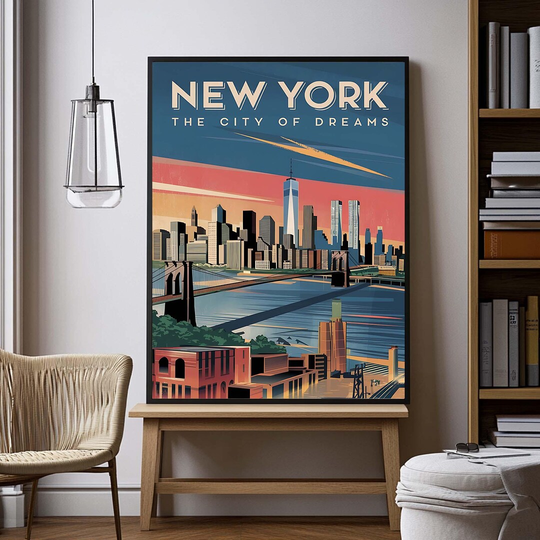 New York Travel Poster Home Decor Rockefeller Center City Print New York Travel Poster Home Decor Rockefeller Center City Print