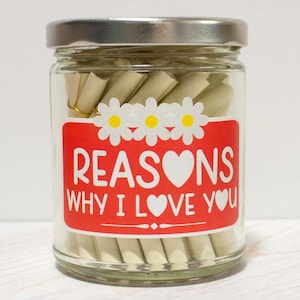 Razones por las que te amo Tarro, 100 Mensajes de amor, Regalos inspiradores y románticos para parejas, Perfecto para momentos bonitos entre parejas.