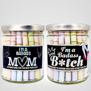 Badass Affirmation Glass Geschenkset - Ich bin eine Badass Mom und ich bin eine Badass Bitch, die die tägliche Motivation für Frauen, Muttertag, Geburtstagsgeschenk erhöht