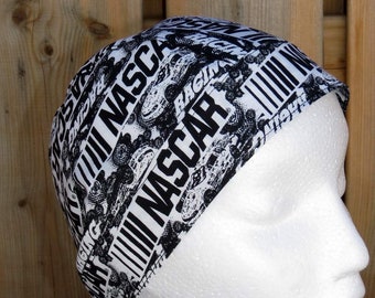 Bikers Skull Cap, Bandana, Do Rag, Black and White Car Racing