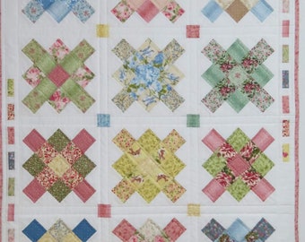 Lap Quilt, Baby Quilt, Granny Squares, Pastels with White